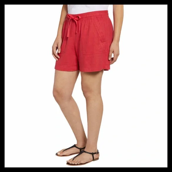 NAUTICAL Linen Blend Pull-On Short Red - Picture 3 of 7